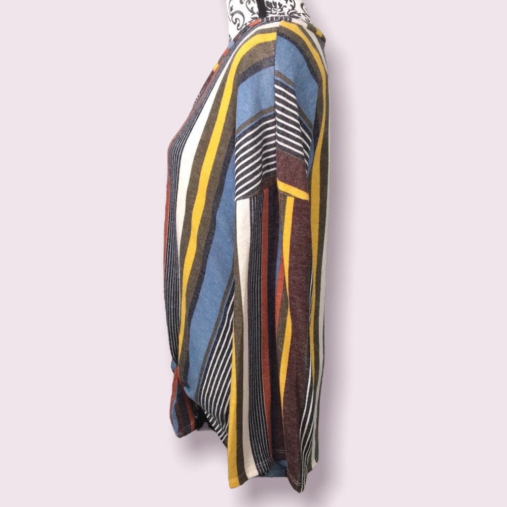 LAST ONE V Neck Striped Bell Sleeve Top - Picture 8 of 14